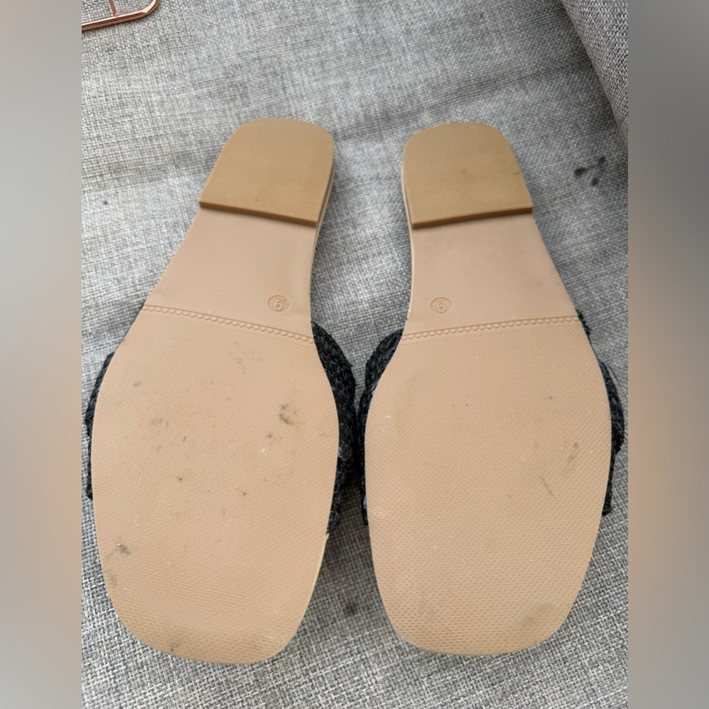 Serra Black Woven Slide Sandals - Picture 3 of 3